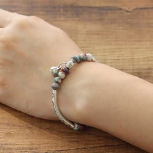 Tibetan Ceramics Silver Plated Handmade Vintage Chain Bracelet Beads J4U66