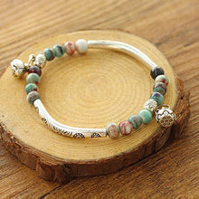 Tibetan Ceramics Silver Plated Handmade Vintage Chain Bracelet Beads J4U66