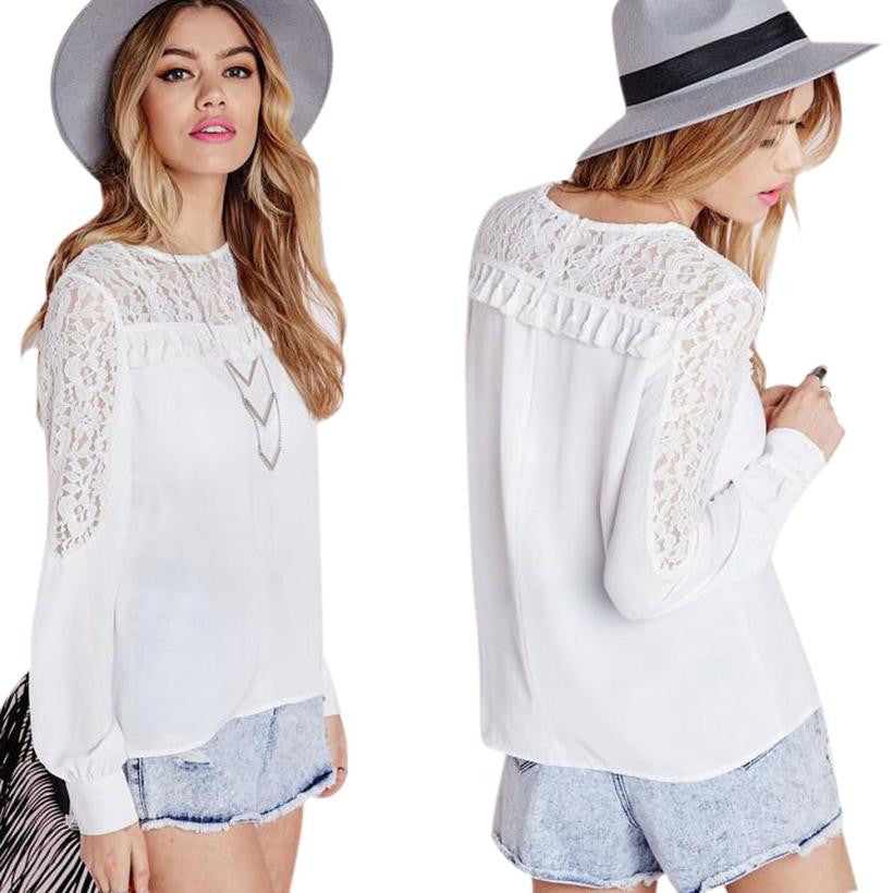 Women Tops And Blouses Ladies Chiffon Blouse Shirt Long Sleeve O- Neck Bow Tops Chemisier Femme Manche Longue J4U66