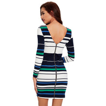 women two way v neck bodycon dress knit striped zipper long sleeves sweater dress stretchy plus size mini knitting dress white J4U66