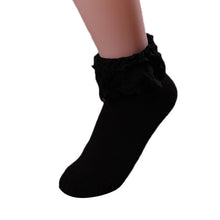 Women Vintage Lace Ruffle Frilly Ankle Socks Princess Girl Cotton Sock J4U66