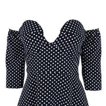 Vintage Retro Sexy Swing Rockabilly Polka Dot Pinup V-Neck Strapless Dress J4U66