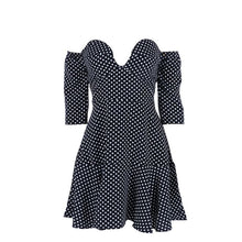 women vintage retro sexy swing rockabilly polka dot pinup v neck strapless dress J4U66