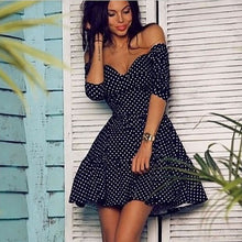women vintage retro sexy swing rockabilly polka dot pinup v neck strapless dress J4U66