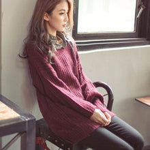 Women Warm Casual Round Neck Long Sleeve Knitted Sweater Loose Knitwear Pullovers J4U66