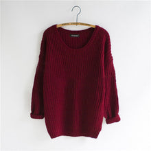 Women Warm Casual Round Neck Long Sleeve Knitted Sweater Loose Knitwear Pullovers J4U66