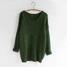 Women Warm Casual Round Neck Long Sleeve Knitted Sweater Loose Knitwear Pullovers J4U66