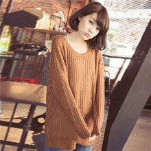 Women Warm Casual Round Neck Long Sleeve Knitted Sweater Loose Knitwear Pullovers J4U66