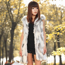 Warm Hooded Gilet Long Slim Vest Faux Rabbit Fur Waistcoat Jacket CoatJFY66
