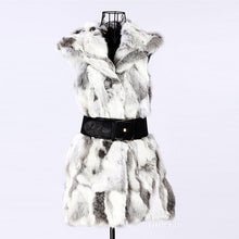 women warm hooded gilet long slim vest faux rabbit fur waistcoat jacket coat J4U66