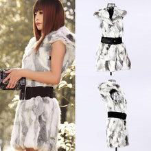 women warm hooded gilet long slim vest faux rabbit fur waistcoat jacket coat J4U66