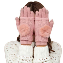 Women Multi-function Knitted Screen Glove-Novelty Gloves Soft Warm Mitten lady's half covered Valentine's Day Gift J4U66
