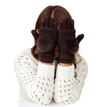 Women Multi-function Knitted Screen Glove-Novelty Gloves Soft Warm Mitten lady's half covered Valentine's Day Gift J4U66