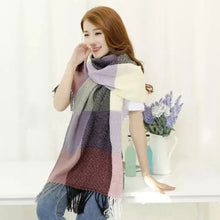 women scarf plaid tassel cashmere warm knitted scarves casual long pashmina vintage ladies shawls and scarves J4U66