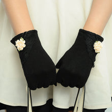 Women Warm Cotton Touch Screen Glove Bow Flower Lace Wrist Gloves Mittens New J4U66