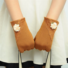 Women Warm Cotton Touch Screen Glove Bow Flower Lace Wrist Gloves Mittens New J4U66