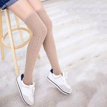 women wool braid over the knee thigh highs hose stockings twist warm stocking J4U66
