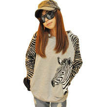 Zebra Printed Pullover Warm Sweatshirts Long Sleeve Blouse Tops Size M-XXL J4U66