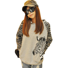 women zebra printed pullover warm sweatshirts long sleeve blouse tops size m xxl J4U66