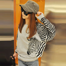 women zebra printed pullover warm sweatshirts long sleeve blouse tops size m xxl J4U66