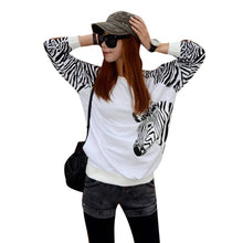 women zebra printed pullover warm sweatshirts long sleeve blouse tops size m xxl J4U66