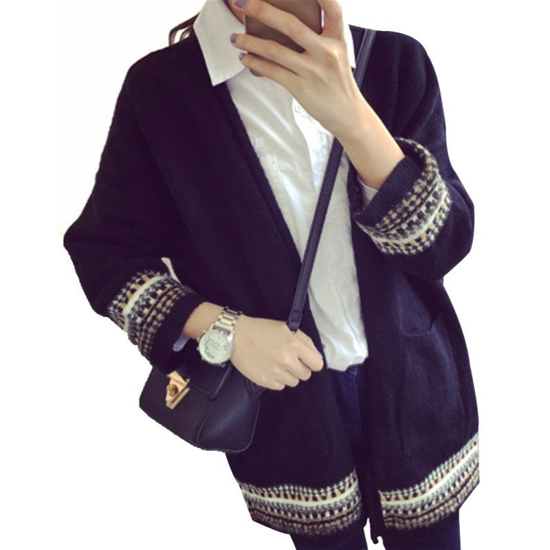 Women's Casual Long Cardigan Casual Ladies Slim Pocket Bat Sleeve Sweater S66 J4U66