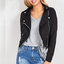 Women'otorcycle Jacket Leather Zipper Coat Outwear Loose Blouse OutwearJFY66