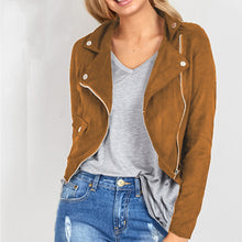 Women'otorcycle Jacket Leather Zipper Coat Outwear Loose Blouse OutwearJFY66