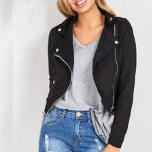 womens motorcycle jacket women leather zippercoat outwear loose blouse outwear J4U66
