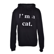 Women's Casual Black Letter Print I'm a Cat Pullover Sweatshirt Hoodie Tops J4U66