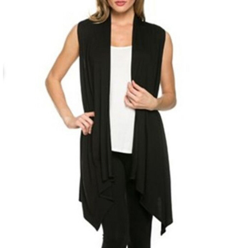 womens casual open front vest long tunic shawl collar draped cardigan tops J4U66