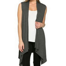 Women's Casual Open Front Vest Long Tunic Shawl Collar Draped Cardigan Tops S-XL J4U66
