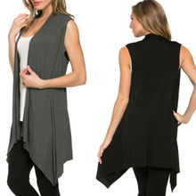 womens casual open front vest long tunic shawl collar draped cardigan tops J4U66