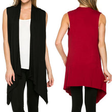 womens casual open front vest long tunic shawl collar draped cardigan tops J4U66