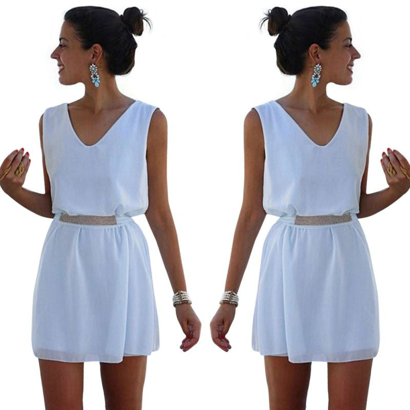 Women's Evening Party Bodycon Mini Dress White Dress Shirt Dresses  J4U66