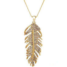 Women's Bohemian Alloy Rhinestone Feather Pendant Link Chain Necklaces Charming Jewelry  J4U66