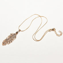 Women's Bohemian Alloy Rhinestone Feather Pendant Link Chain Necklaces Charming Jewelry  J4U66