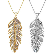 Women's Bohemian Alloy Rhinestone Feather Pendant Link Chain Necklaces Charming Jewelry  J4U66