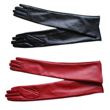 Women's Faux Leather Elbow Gloves Long Gloves Warm Lined Finger Gloves Y8 J4U66