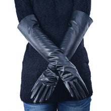 Women's Faux Leather Elbow Gloves Long Gloves Warm Lined Finger Gloves Y8 J4U66