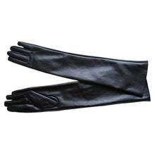 womens faux leather elbow gloves long gloves warm lined finger gloves J4U66