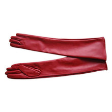 womens faux leather elbow gloves long gloves warm lined finger gloves J4U66