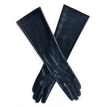 womens faux leather elbow gloves long gloves warm lined finger gloves J4U66