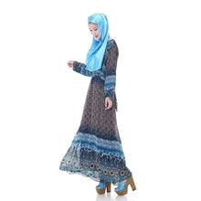 Women's Floral Chiffon Kaftan Abaya Jilbab Islamic Muslim Long Sleeve Maxi Dress PY3 J4U66