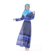 Women's Floral Chiffon Kaftan Abaya Jilbab Islamic Muslim Long Sleeve Maxi Dress PY3 J4U66