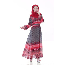 Women's Floral Chiffon Kaftan Abaya Jilbab Islamic Muslim Long Sleeve Maxi Dress PY3 J4U66