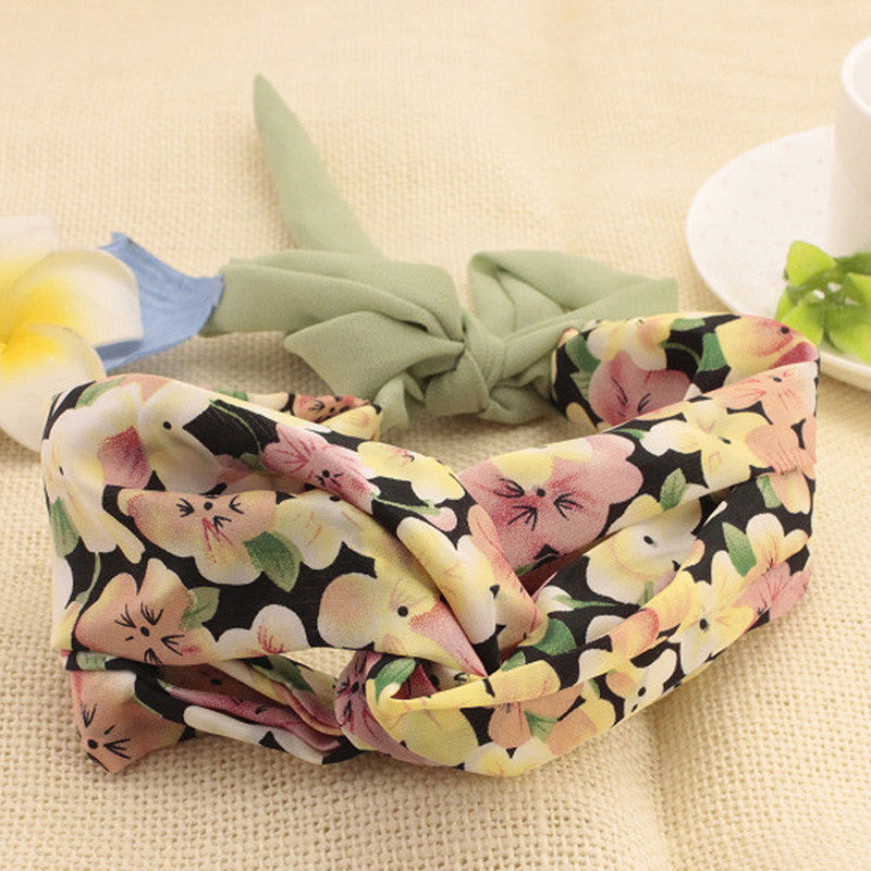 womens girls yoga elastic turban boho floral twisted knotted hair band headband J4U66