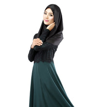 Women's Lace Long Sleeve Party Maxi Embroidery Dress Abaya Islamic Muslim Wear PY3 J4U66