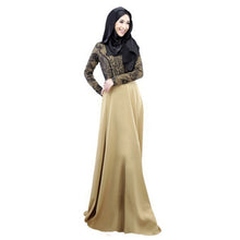 Women's Lace Long Sleeve Party Maxi Embroidery Dress Abaya Islamic Muslim Wear PY3 J4U66