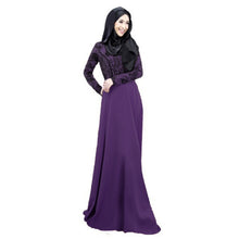 Women's Lace Long Sleeve Party Maxi Embroidery Dress Abaya Islamic Muslim Wear PY3 J4U66